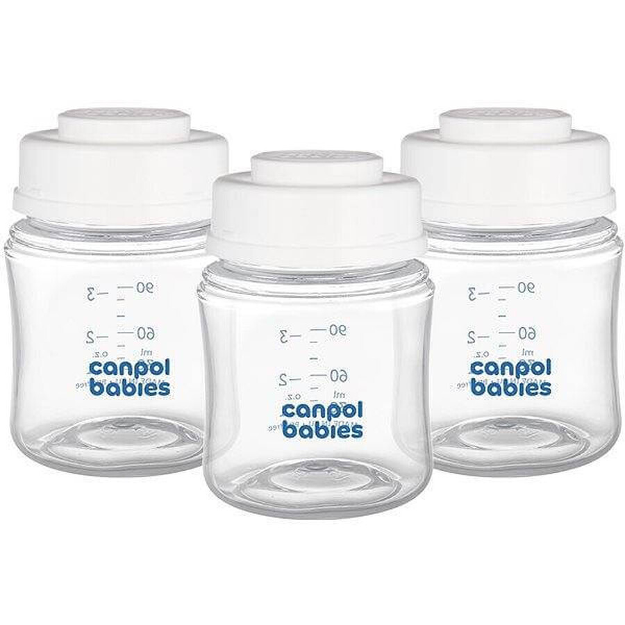 Canpol babies Set di bottiglie per la conservazione del latte materno 3x120ml 1×1pz, set di bottiglie