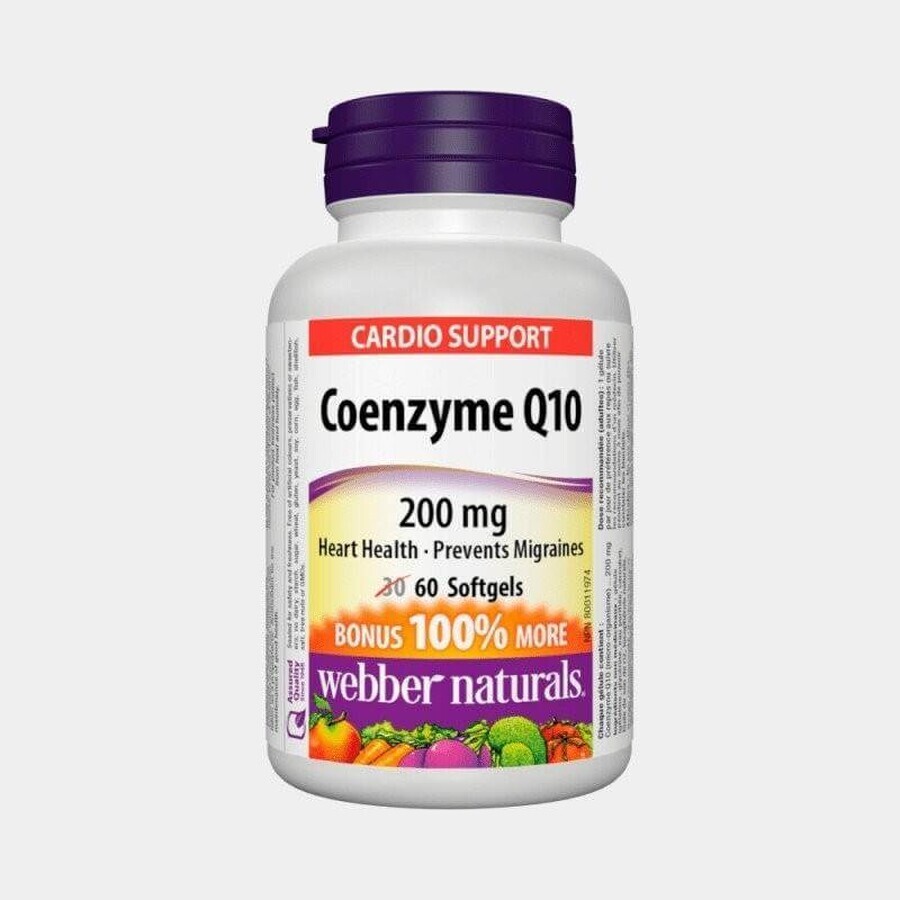 WEBBER NATURALS Coenzyme Q10 200 mg 1×60 cps, complément alimentaire