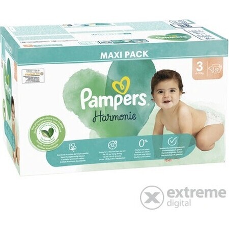 PAMPERS HARMONIE BABY DIAPERS V.3 6-10KG 87KS 1×87 pcs, couches taille 3