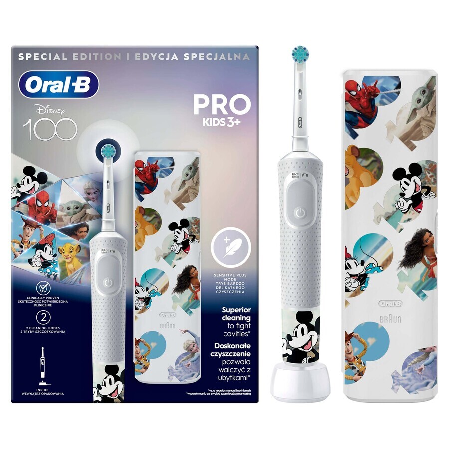 Oral-B EK Pro Kids 3+ Disney EK Pro Kids 3+ + kit da viaggio 1×1, spazzolino elettrico