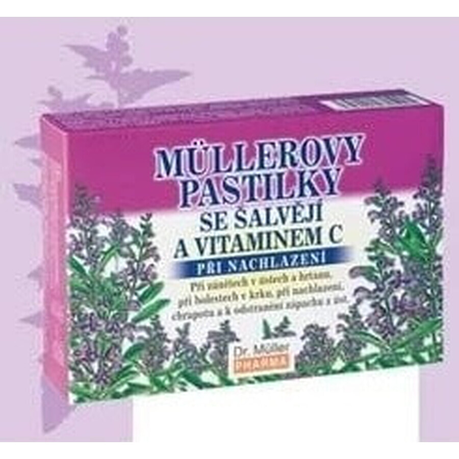 MÜLLER'S PASTILLS SHALVIA AND VITAMIN C 1×24 buc, pentru răceli