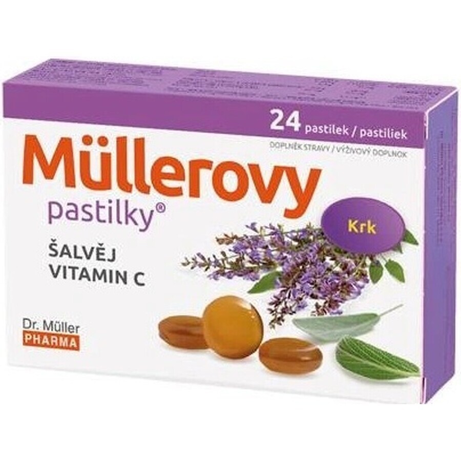 MÜLLER'S PASTILLS SHALVIA AND VITAMIN C 1×24 buc, pentru răceli