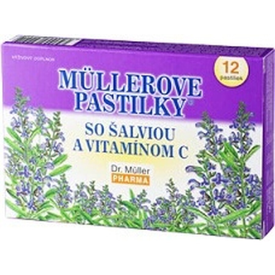 MÜLLER'S PASTILLS SHALVIA AND VITAMIN C 1×24 buc, pentru răceli