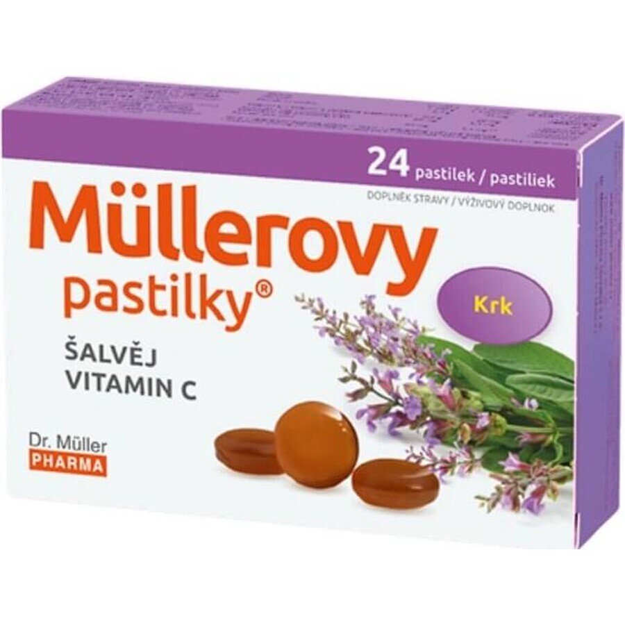 MÜLLER'S PASTILLS SHALVIA AND VITAMIN C 1×24 buc, pentru răceli