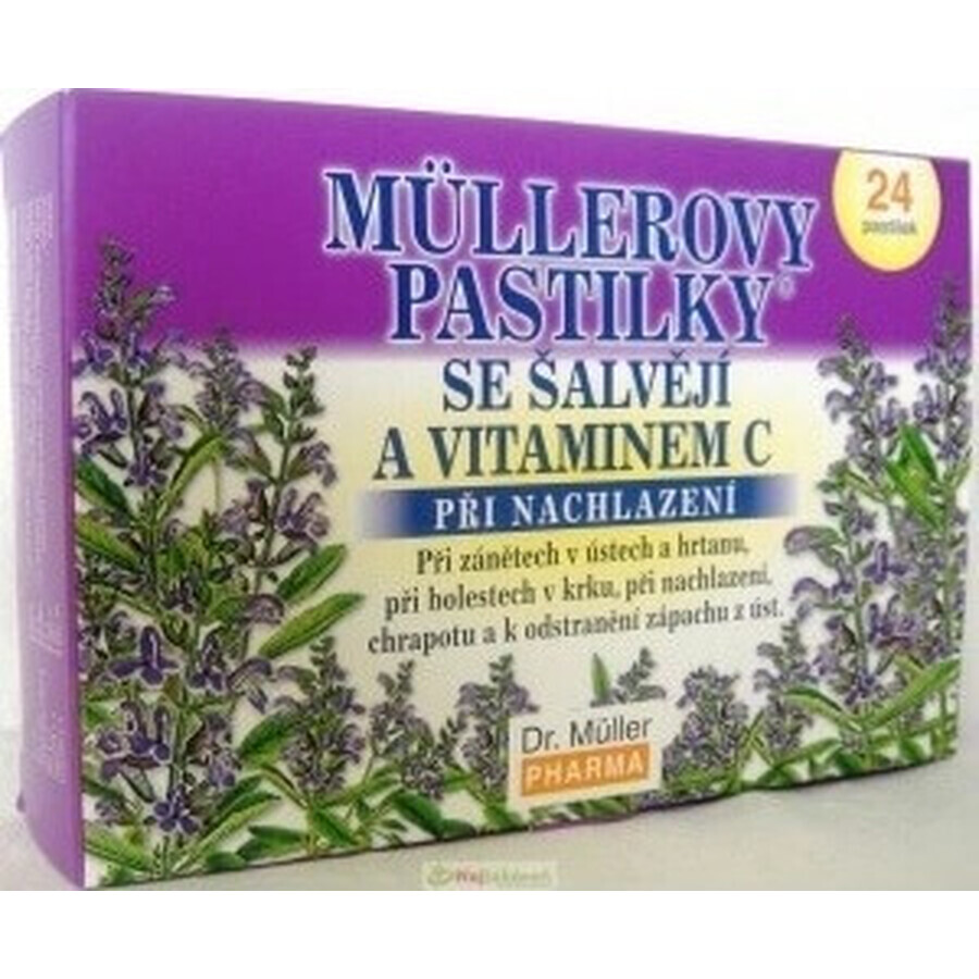 MÜLLER'S PASTILLS SHALVIA AND VITAMIN C 1×24 buc, pentru răceli