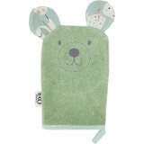 EKO Cotton napkin with ears Bear with ears olive green 20x15 cm 1×1 pc, baby towel