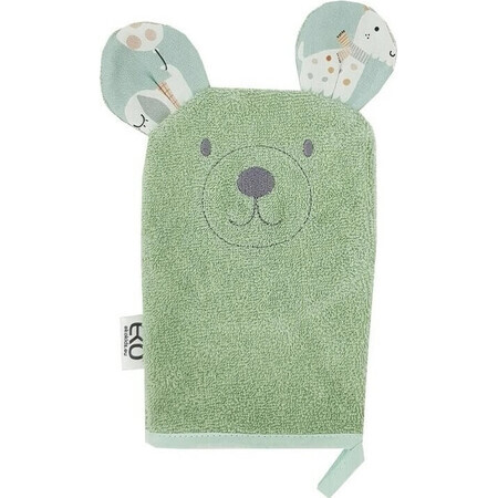 EKO Tovagliolo in cotone con orecchie Orso con orecchie verde oliva 20x15 cm 1×1 pz, asciugamano per bambini