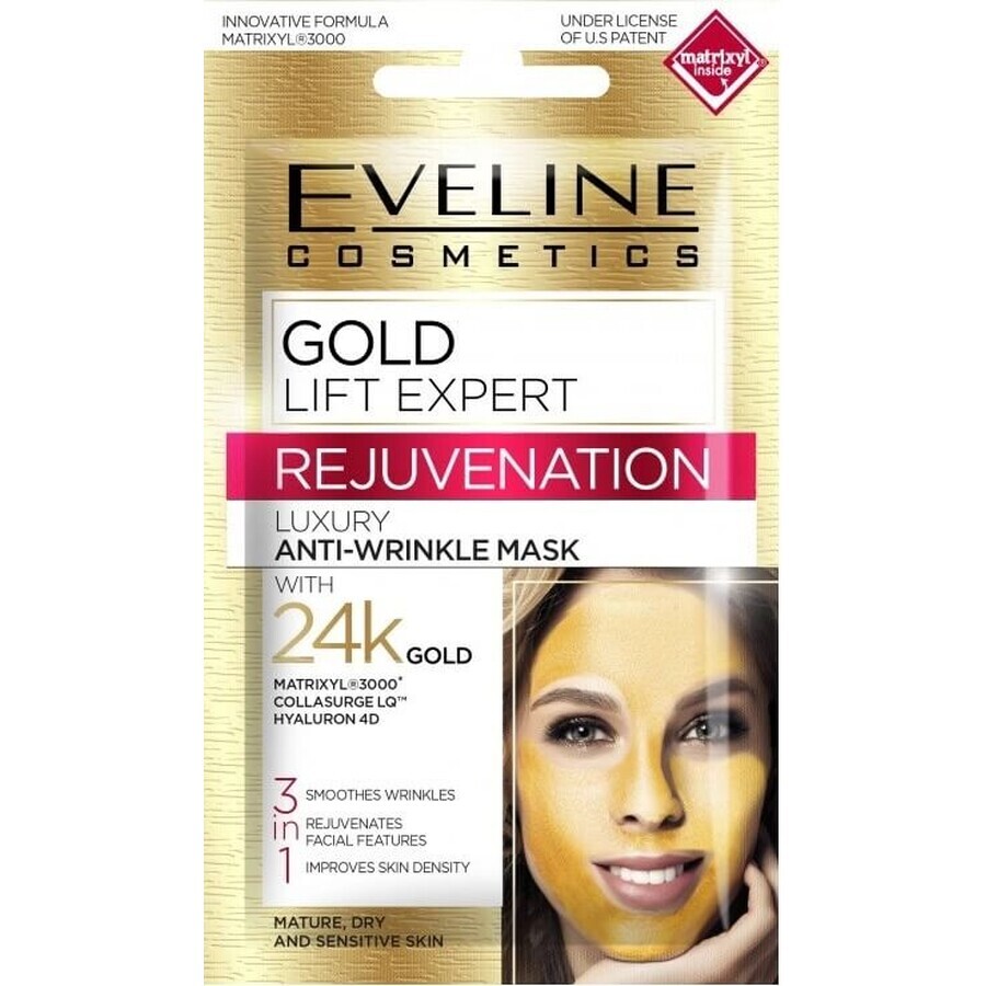 Eveline Gold Lift Expert Mascarilla Facial 3en1 1×7 ml, mascarilla facial