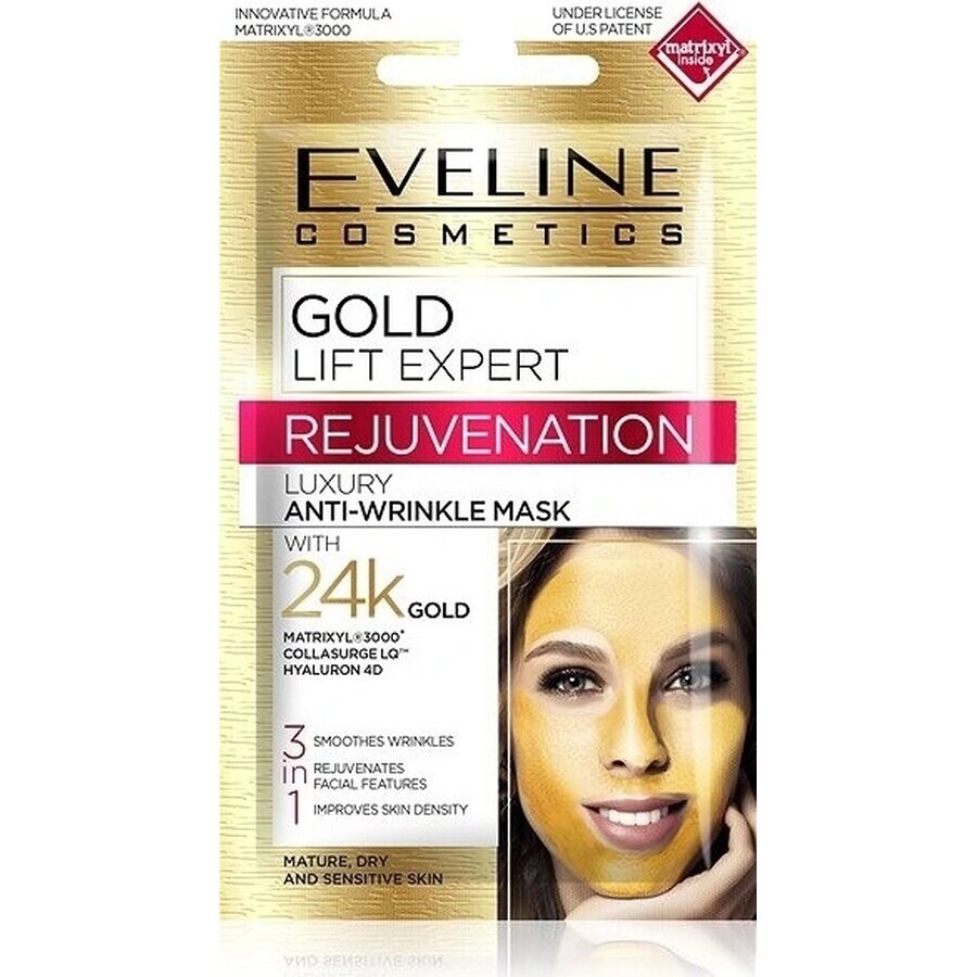 Eveline Gold Lift Expert Mascarilla Facial 3en1 1×7 ml, mascarilla facial