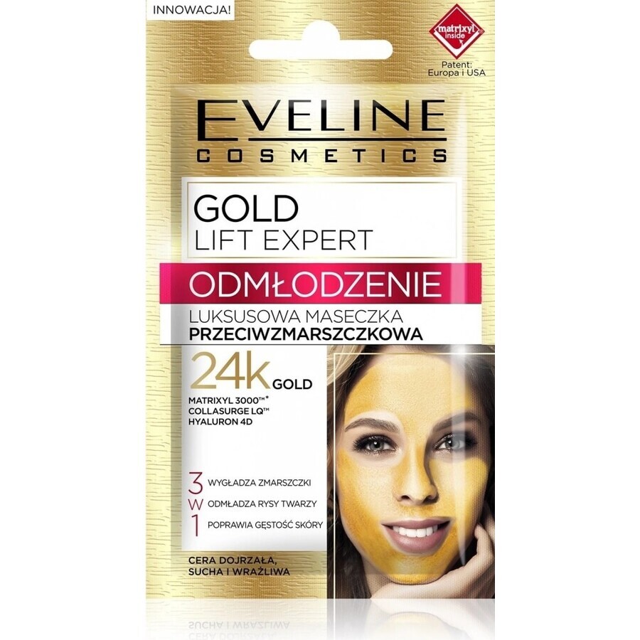 Eveline Gold Lift Expert Mascarilla Facial 3en1 1×7 ml, mascarilla facial