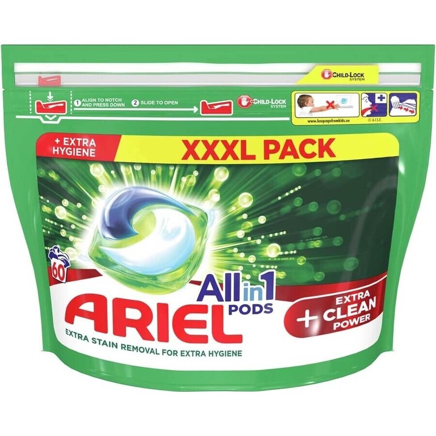 Ariel All-in-1 PODS All-in-1 PODS Extra Clean, Waschgel-Kapseln, 60 Waschgel-Kapseln 1×60 Stück, Waschgel-Kapseln