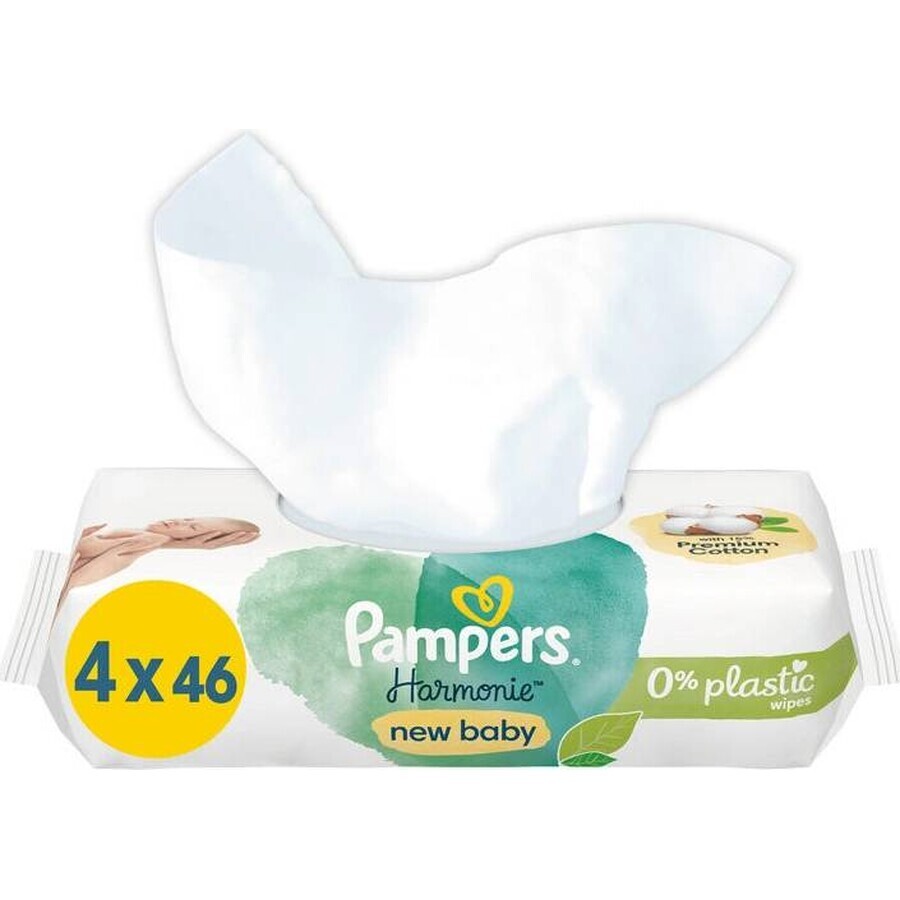 Pampers Wipes 184pcs (4x46) Harmonie New baby 4×46 pcs, wet wipes