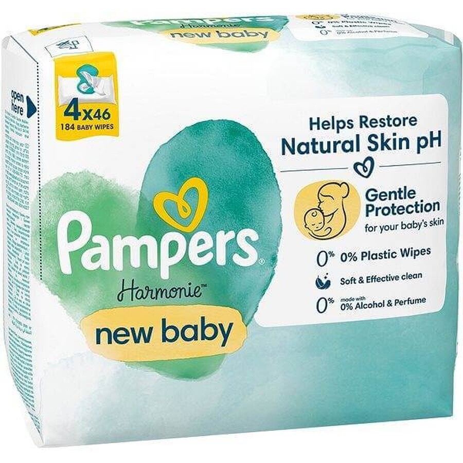 Pampers Wipes 184pcs (4x46) Harmonie New baby 4×46 pcs, wet wipes