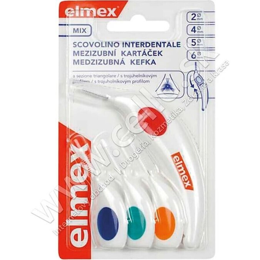 Periuță de dinți interdentară Elmex 2, 4, 5, 6mm mix 1×4 buc