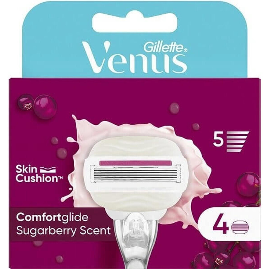 VENUS COMFORTGLIDE SUGARBERRY SCHEERKOPPEN 4 stuks 1×4 stuks, vervangende scheerhoofden