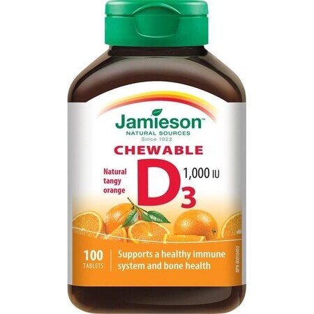 JAMIESON VITAMINA D3 1000 UI ARANCIO 1×100 tbl, VITAMINA D3, arancione