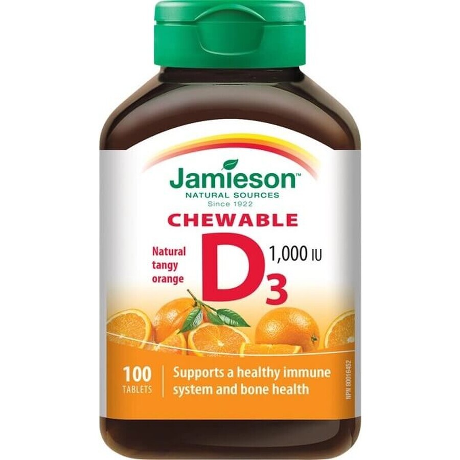 JAMIESON VITAMINA D3 1000 UI ARANCIO 1×100 tbl, VITAMINA D3, arancione