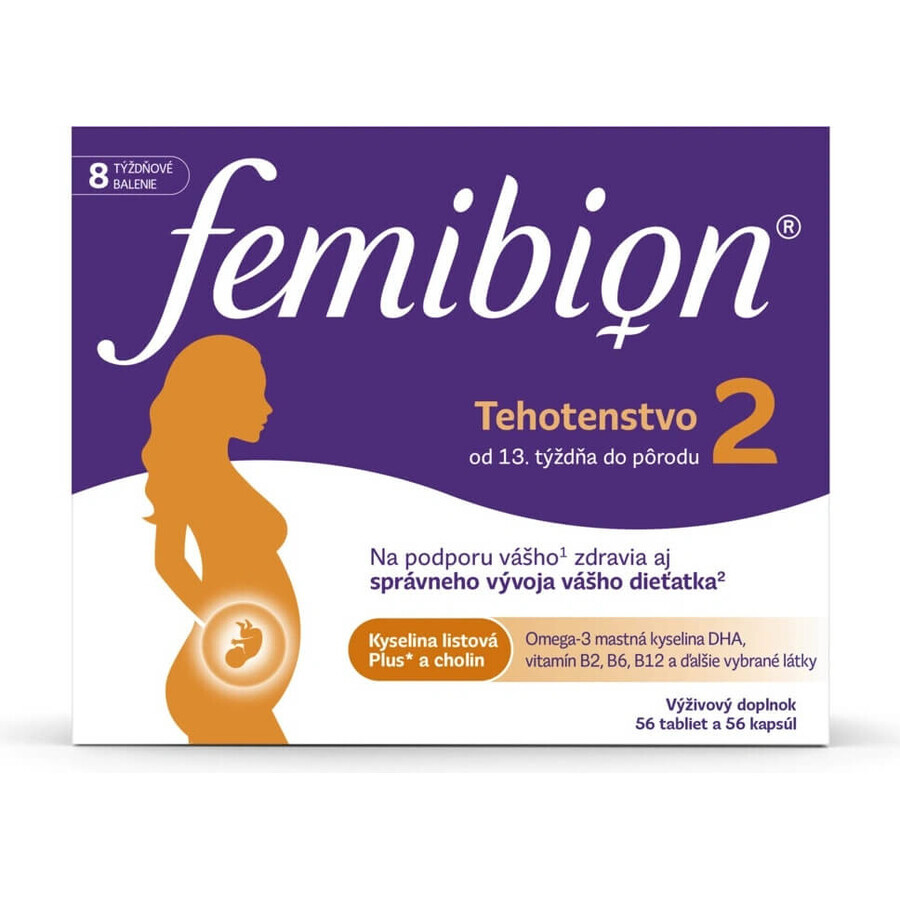 Femibion® 2 Sarcina, 56 tbl + 56 cps 1×56 tbl + 56 cps, supliment alimentar