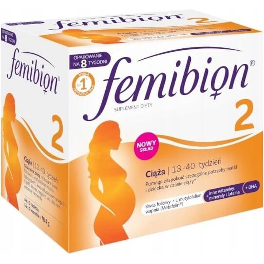 Femibion® 2 Sarcina, 56 tbl + 56 cps 1×56 tbl + 56 cps, supliment alimentar