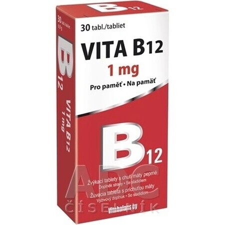 Vitabalans VITA B12 1 mg 1×30 tbl, B12 sub formă de comprimate masticabile