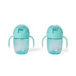 SKIP HOP Growing Mug Sip-to-Straw Teal 6 m+ 1×1 buc, cană pentru copii