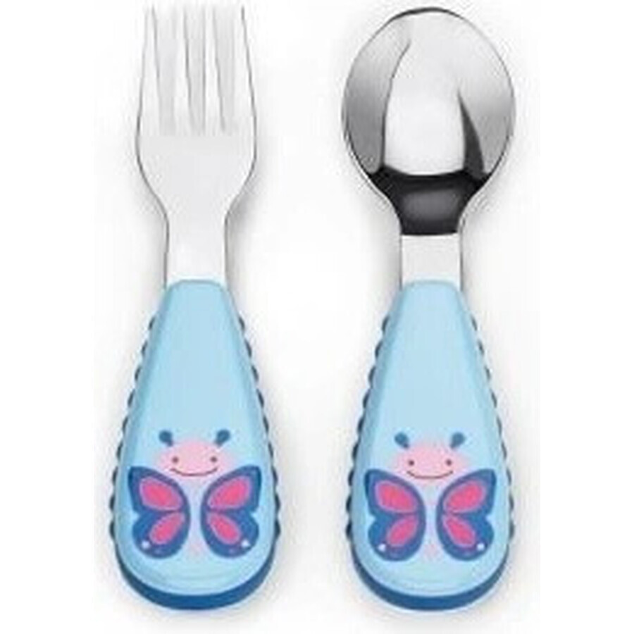 Zoo Stainless steel spoon and fork Butterfly 12m+ 1×1 pc, utensils for kids