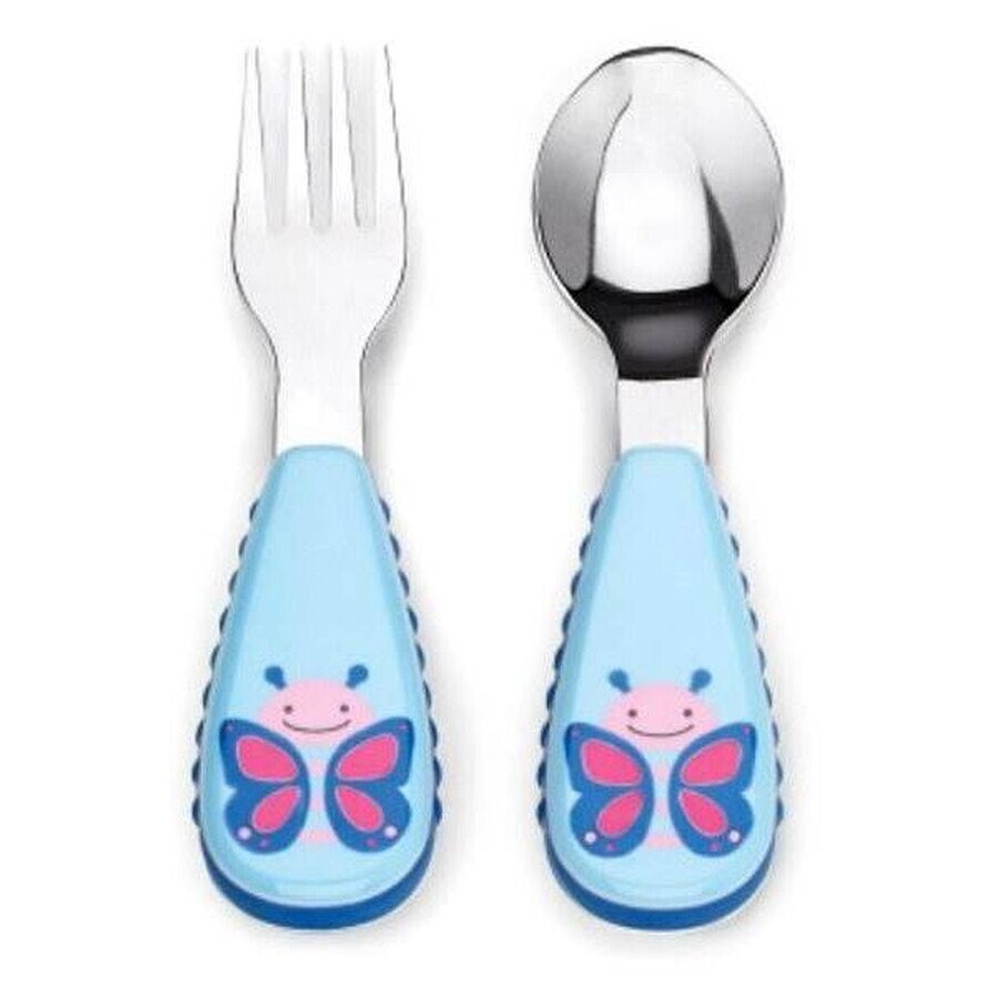 Zoo Stainless steel spoon and fork Butterfly 12m+ 1×1 pc, utensils for kids