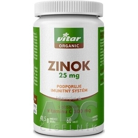 VITAR ORGANIC Zink 25 mg 1×60 tbl, mit Vitamin C