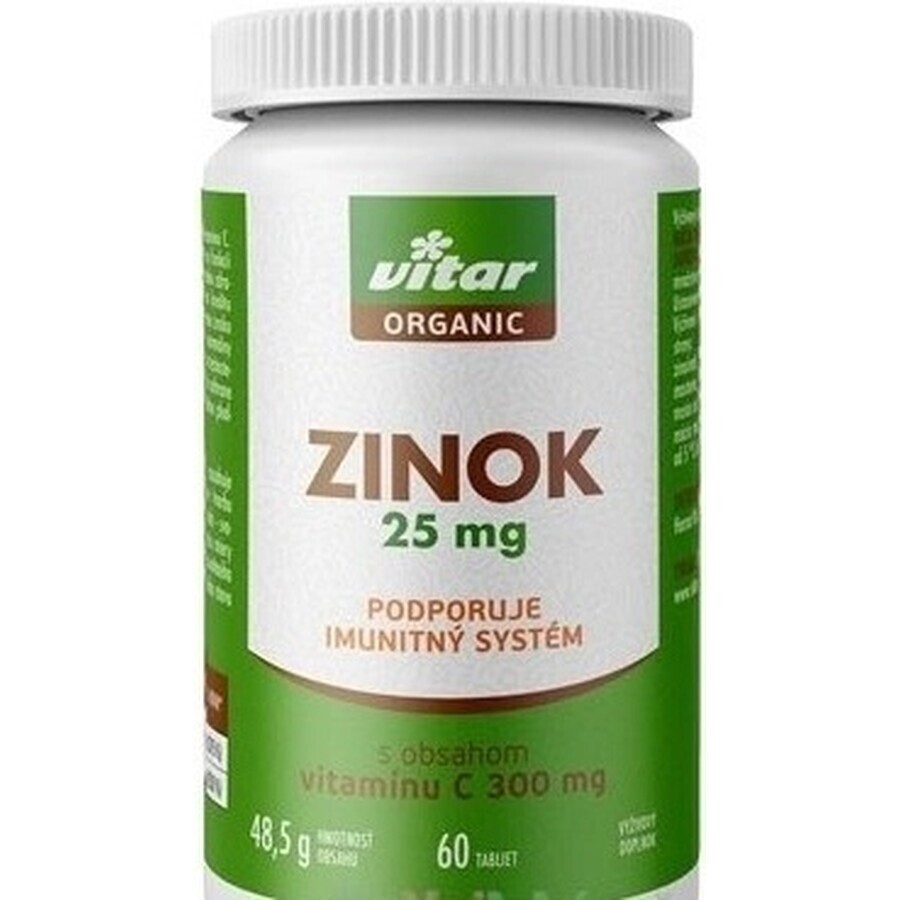 VITAR ORGANIC Zink 25 mg 1×60 tbl, mit Vitamin C