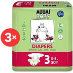 Muumi Baby 3 Midi 5-8 kg, 1×150pcs paquet mensuel de couches bio, ECO Nappies