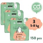 Muumi Baby 3 Midi 5-8 kg, 1×150pcs paquet mensuel de couches bio, ECO Nappies