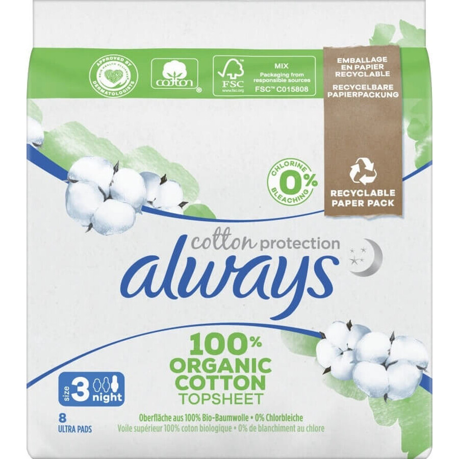 Always Cotton 8pcs Noapte 1×8 buc, tampoane