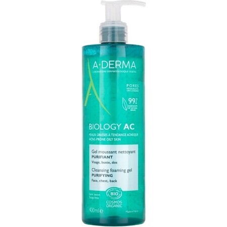 A-DERMA BIOLOGY AC Gel limpiador espumoso para pieles con tendencia acneica 1×400 ml gel, gel limpiador para pieles con tendencia acneica