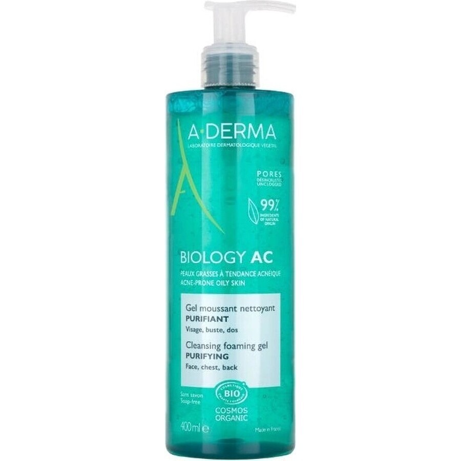 A-DERMA BIOLOGY AC Gel limpiador espumoso para pieles con tendencia acneica 1×400 ml gel, gel limpiador para pieles con tendencia acneica