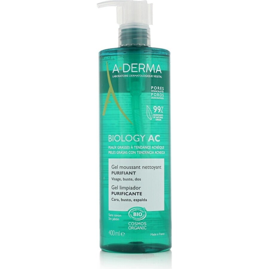 A-DERMA BIOLOGY AC Gel limpiador espumoso para pieles con tendencia acneica 1×400 ml gel, gel limpiador para pieles con tendencia acneica