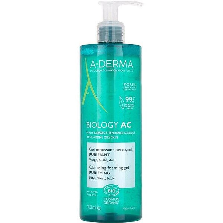 A-DERMA BIOLOGY AC Gel limpiador espumoso para pieles con tendencia acneica 1×400 ml gel, gel limpiador para pieles con tendencia acneica