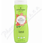 ATTITUDE Baby sapone per il corpo e shampoo (2 in 1) Piccole foglie al gusto di melone e cocco 1×473 ml, sapone per il corpo e shampoo per bambini