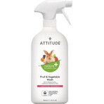 ATTITUDE Detergente sin perfume para frutas y verduras en spray 1×800 ml , detergente para frutas