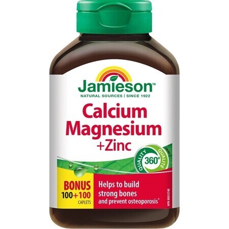 JAMIESON CALCIUM, MAGNESIUM WITH ZINC 1×200 tbl, calcium + magnesium + zinc