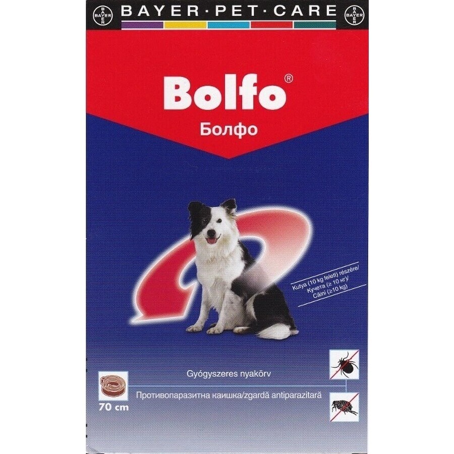 BOLFO COLLAR 70CM PENTRU CÂINI MARI A.U.V. 1×1 buc, guler antiparazit