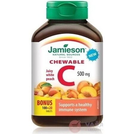 JAMIESON VITAMINA C 500 mg piersică 1×120 tbl, vitamina C