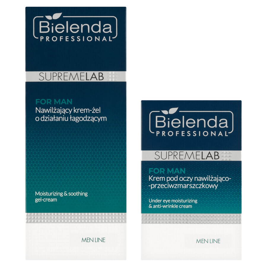 Set Bielenda Supremelab Men Line, gel-cremă de față, 50 ml + cremă de ochi, 15 ml