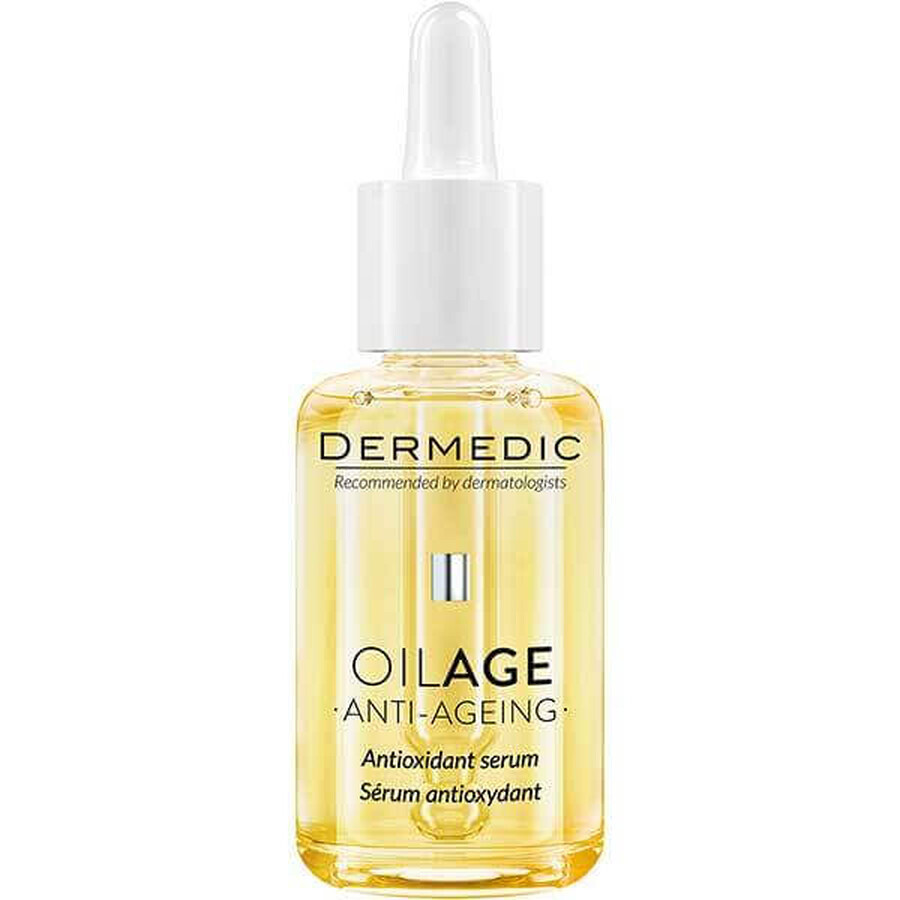 Set Dermedic Oilage, ser antioxidant, piele sensibilă cu semne de îmbătrânire, 30 ml + cremă de zi hrănitoare pentru a restabili densitatea pielii, 15 ml