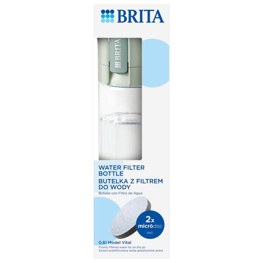 Brita Vital, sticlă cu filtru de 0,6 l, verde + filtru MicroDisc, 2 bucăți