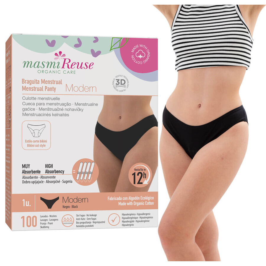 Masmi Modern, slip menstruel, coton bio, taille M, 94-102 cm, 1 pc