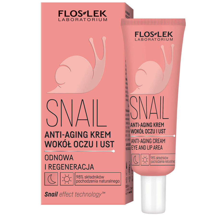 Floslek Laboratorium Snail, cremă anti-îmbătrânire în jurul ochilor și buzelor, 30 ml