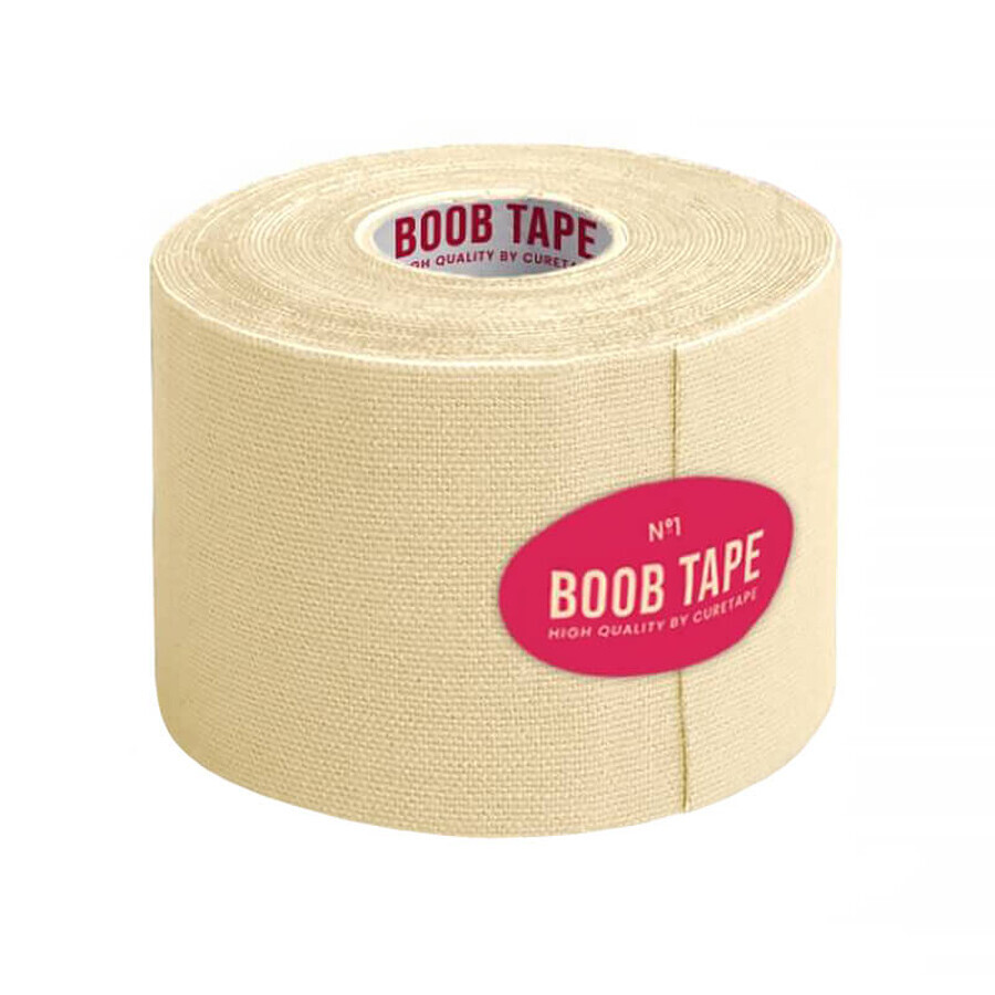 CureTape Boob Tape, elastic tape for shaping and supporting the bust with nipples, beige, 5 cm x 5 m, 1 pc