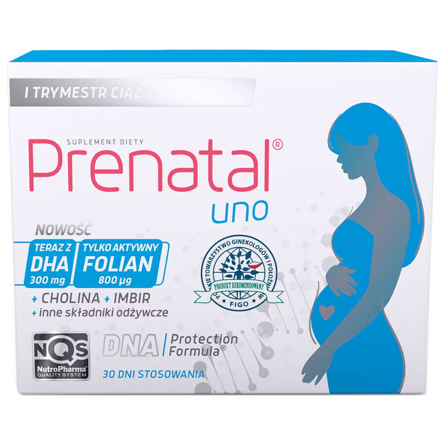 Set Prenatal Uno 30 capsule + DHA, 30 capsule + Sticlă-buttle, 1 bucată gratuită