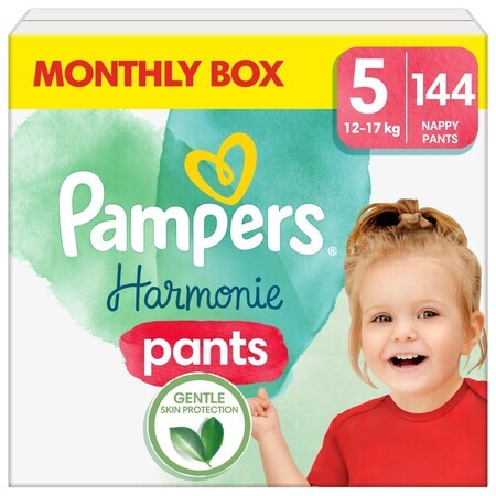 Pampers Harmonie Pants, scutece, mărimea 5, 12-17 kg, 144 bucăți AMBALAJ DEFECTAT