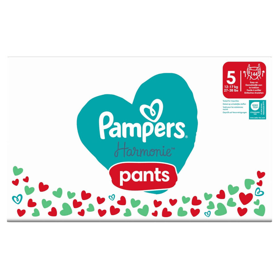 Pampers Harmonie Pants, scutece, mărimea 5, 12-17 kg, 144 bucăți AMBALAJ DEFECTAT